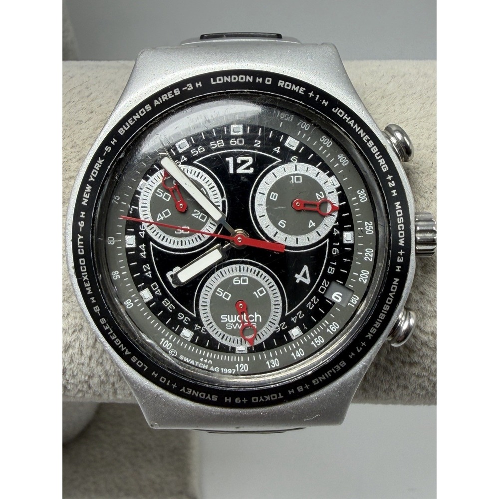 Swatch Irony Restless Chronograph New Battery Mens Watch 40MM 6.5" AG1997